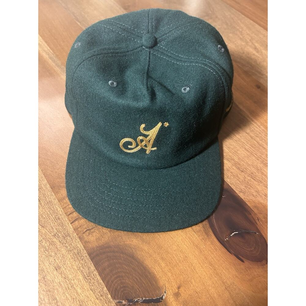 Adidem Asterisks Wool Strapback Hat Green Gold Embroidered A Leather Strap